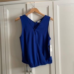 Blue sleeveless blouse